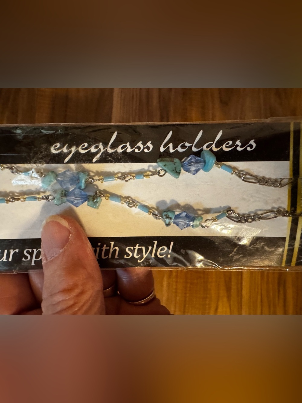 Vintage Beaded Eyeglass Holder in Blue and Turquoise